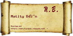 Matity Bán névjegykártya